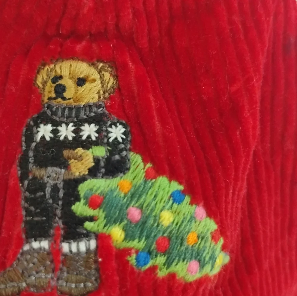 Polo By Ralph Lauren Kids Teddy Bear Christmas Tree Corduroy Hat Cap 8-20 - Picture 3 of 7